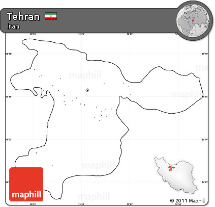 Blank Simple Map of Tehran, cropped outside, no labels