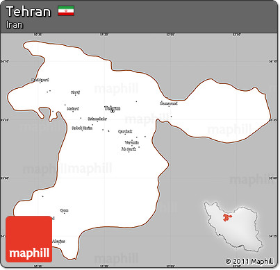 Gray Simple Map of Tehran, cropped outside