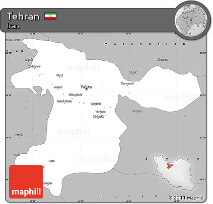 Gray Simple Map of Tehran