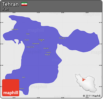 Political Simple Map of Tehran, single color outside