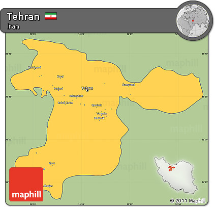 Savanna Style Simple Map of Tehran, cropped outside