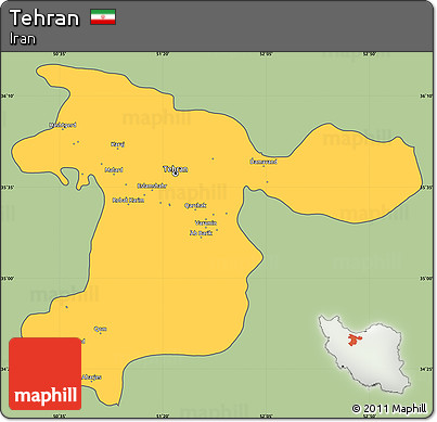 Savanna Style Simple Map of Tehran, cropped outside