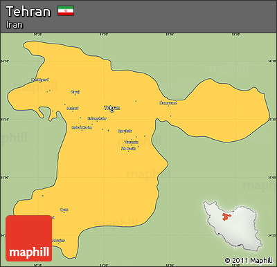 Savanna Style Simple Map of Tehran, cropped outside