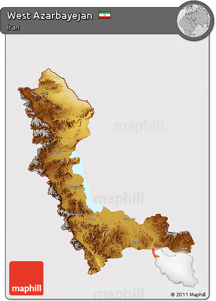 Physical 3D Map of West Azarbayejan, cropped outside