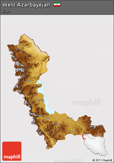 Physical 3D Map of West Azarbayejan, cropped outside
