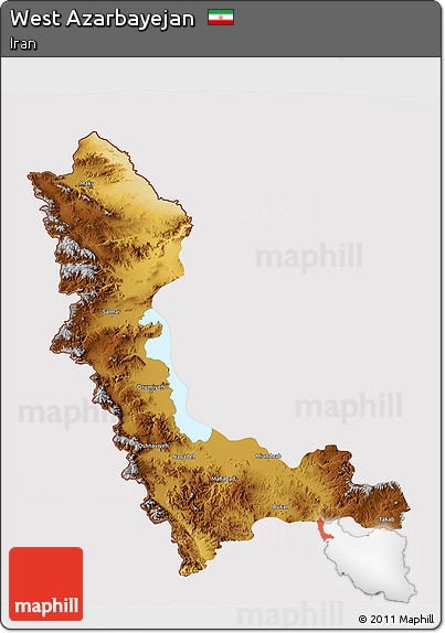 Physical 3D Map of West Azarbayejan, cropped outside