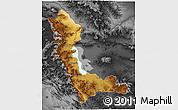 Physical 3D Map of West Azarbayejan, darken, desaturated