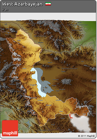 Physical 3D Map of West Azarbayejan, darken