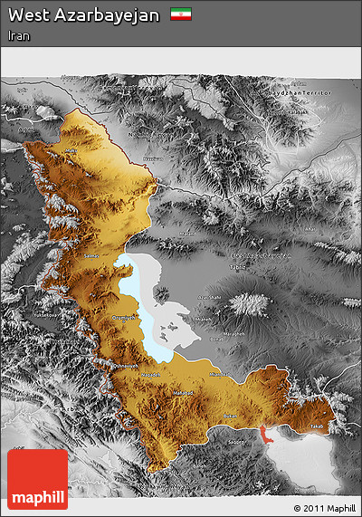 Physical 3D Map of West Azarbayejan, desaturated