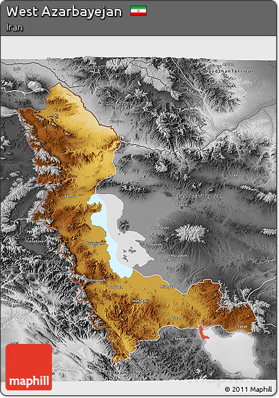 Physical 3D Map of West Azarbayejan, desaturated