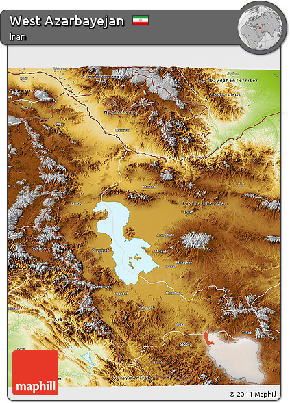Physical 3D Map of West Azarbayejan