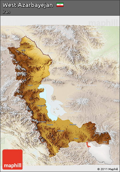 Physical 3D Map of West Azarbayejan, lighten