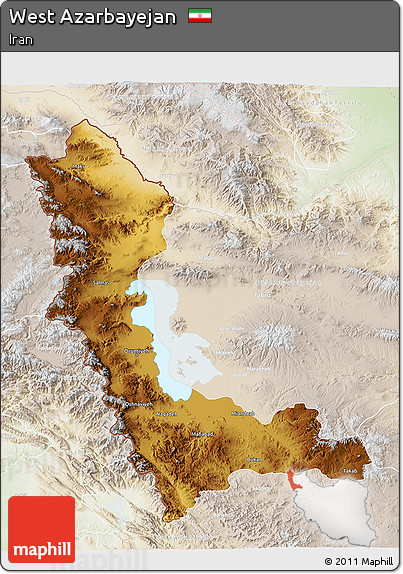 Physical 3D Map of West Azarbayejan, lighten
