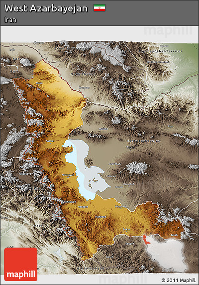 Physical 3D Map of West Azarbayejan, semi-desaturated