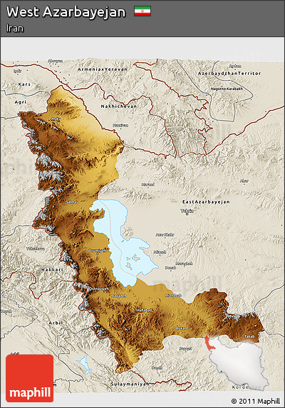 Physical 3D Map of West Azarbayejan, shaded relief outside