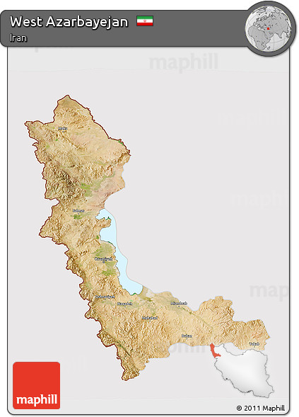 Satellite 3D Map of West Azarbayejan, cropped outside