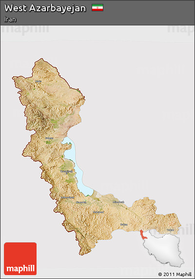 Satellite 3D Map of West Azarbayejan, cropped outside