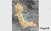 Satellite 3D Map of West Azarbayejan, darken, desaturated