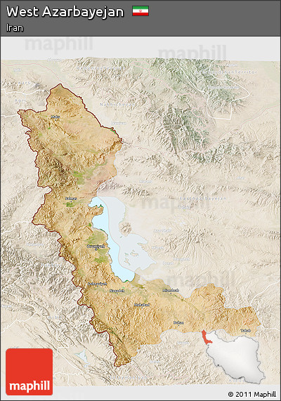 Satellite 3D Map of West Azarbayejan, lighten