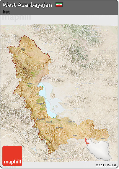 Satellite 3D Map of West Azarbayejan, lighten