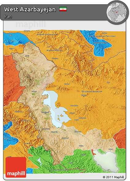 Satellite 3D Map of West Azarbayejan, political outside