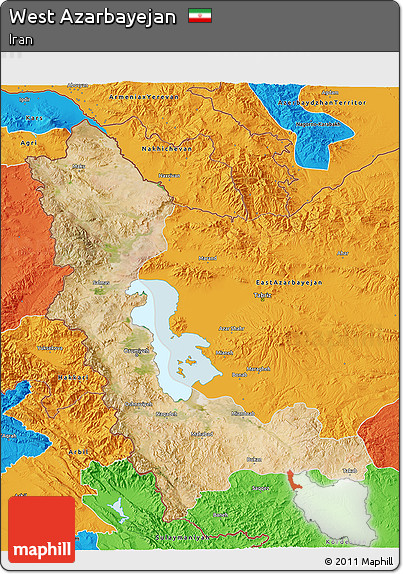 Satellite 3D Map of West Azarbayejan, political outside