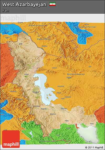 Satellite 3D Map of West Azarbayejan, political outside