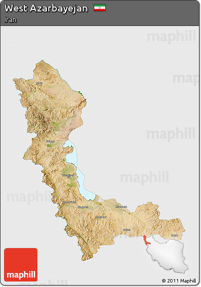 Satellite 3D Map of West Azarbayejan, single color outside