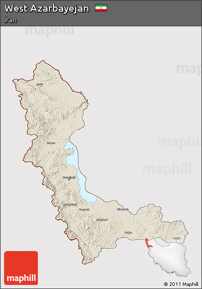 Shaded Relief 3D Map of West Azarbayejan, cropped outside
