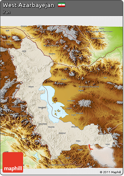 Shaded Relief 3D Map of West Azarbayejan, physical outside