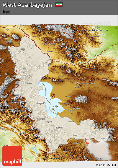 Shaded Relief 3D Map of West Azarbayejan, physical outside