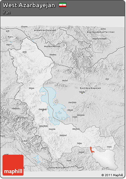 Silver Style 3D Map of West Azarbayejan