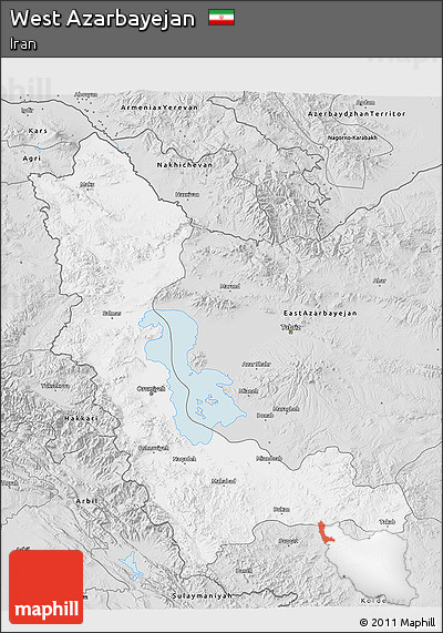 Silver Style 3D Map of West Azarbayejan