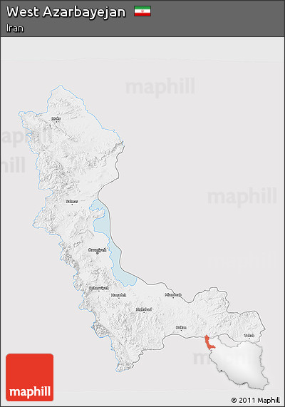 Silver Style 3D Map of West Azarbayejan, single color outside