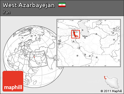 Blank Location Map of West Azarbayejan, within the entire country