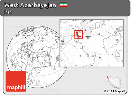 Blank Location Map of West Azarbayejan, within the entire country