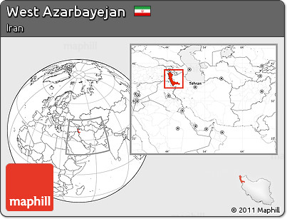 Blank Location Map of West Azarbayejan, within the entire country