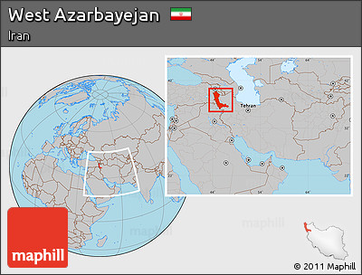 Gray Location Map of West Azarbayejan, within the entire country