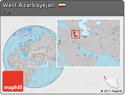 Gray Location Map of West Azarbayejan, within the entire country
