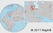 Gray Location Map of West Azarbayejan, within the entire country