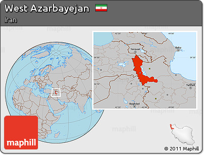 Gray Location Map of West Azarbayejan