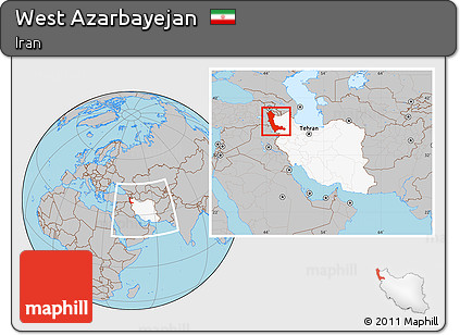 Gray Location Map of West Azarbayejan, highlighted country, within the entire country