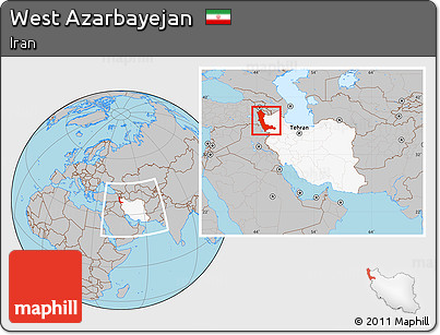 Gray Location Map of West Azarbayejan, highlighted country, within the entire country
