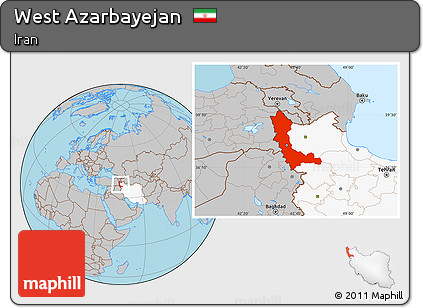 Gray Location Map of West Azarbayejan, highlighted country