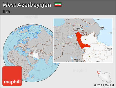 Gray Location Map of West Azarbayejan, highlighted country