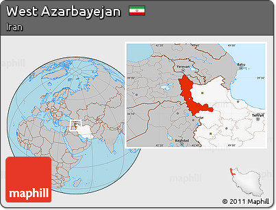 Gray Location Map of West Azarbayejan, highlighted country