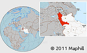 Gray Location Map of West Azarbayejan, highlighted country, hill shading