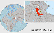 Gray Location Map of West Azarbayejan, hill shading