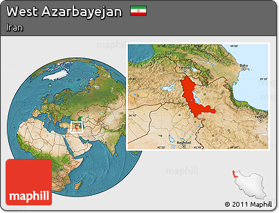 Satellite Location Map of West Azarbayejan