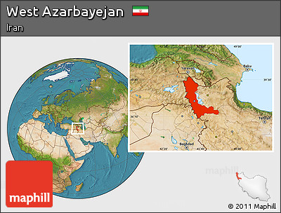 Satellite Location Map of West Azarbayejan